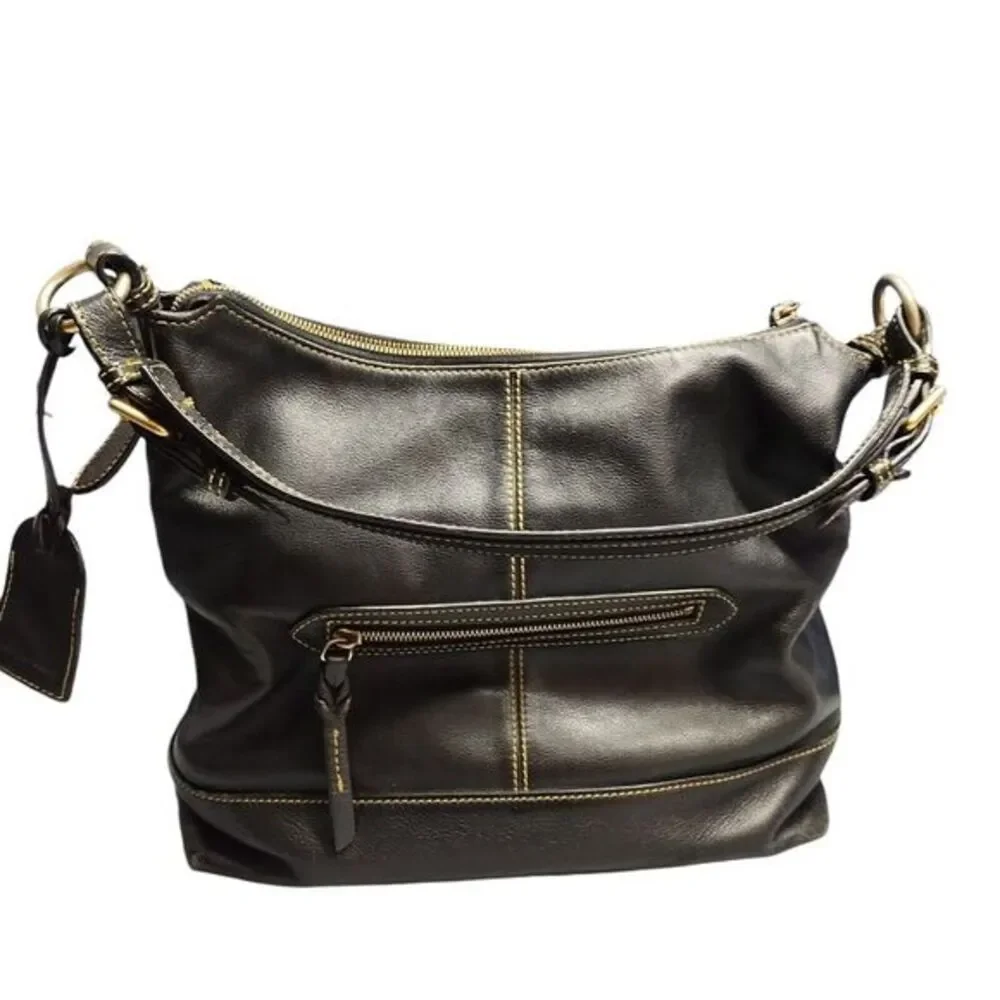 Dooney & Grain Sophie Hobo Bag Womens Black Leather Bourke Pebble Shoulder Strap